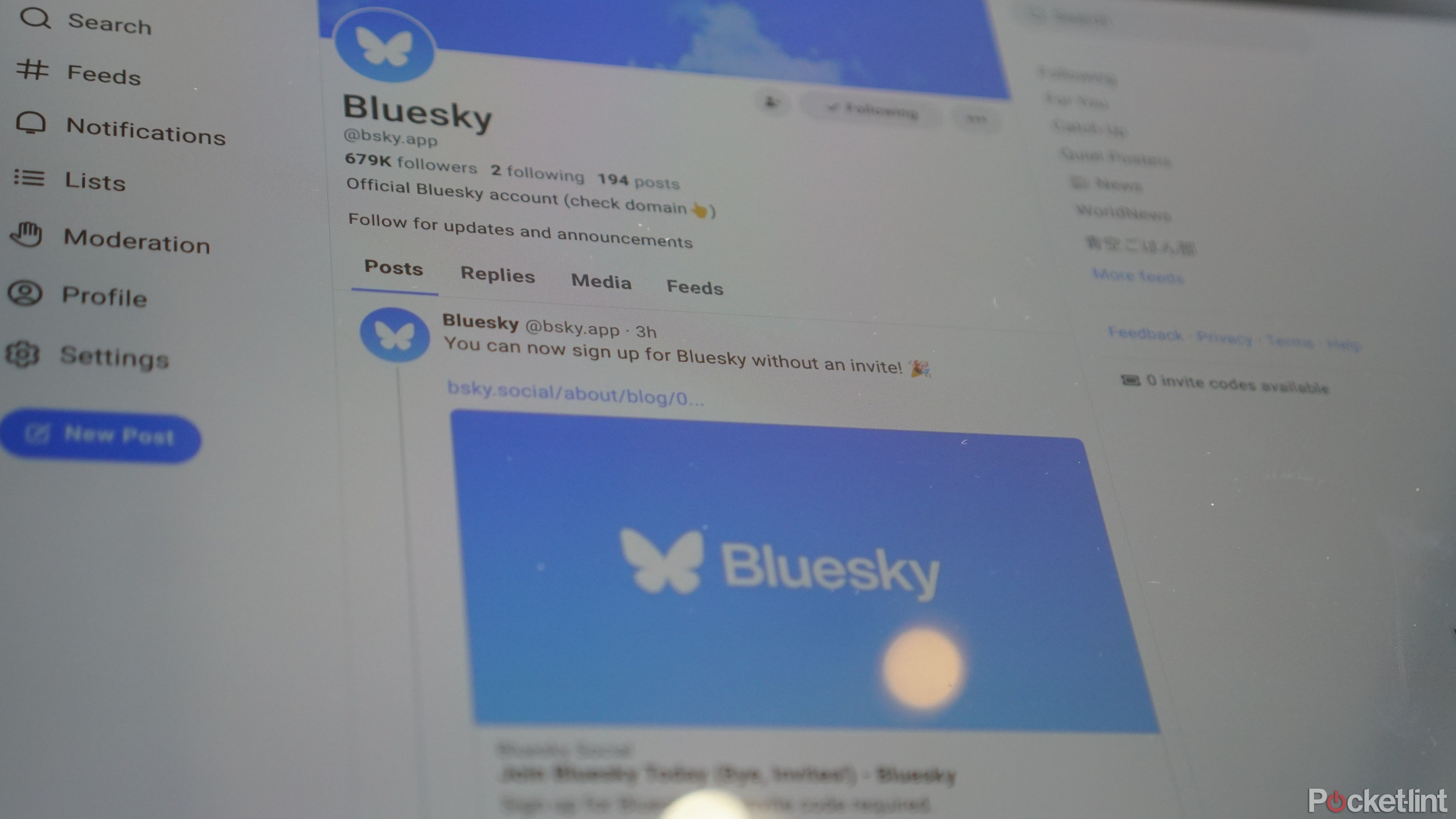 Bluesky's profile page on Bluesky.