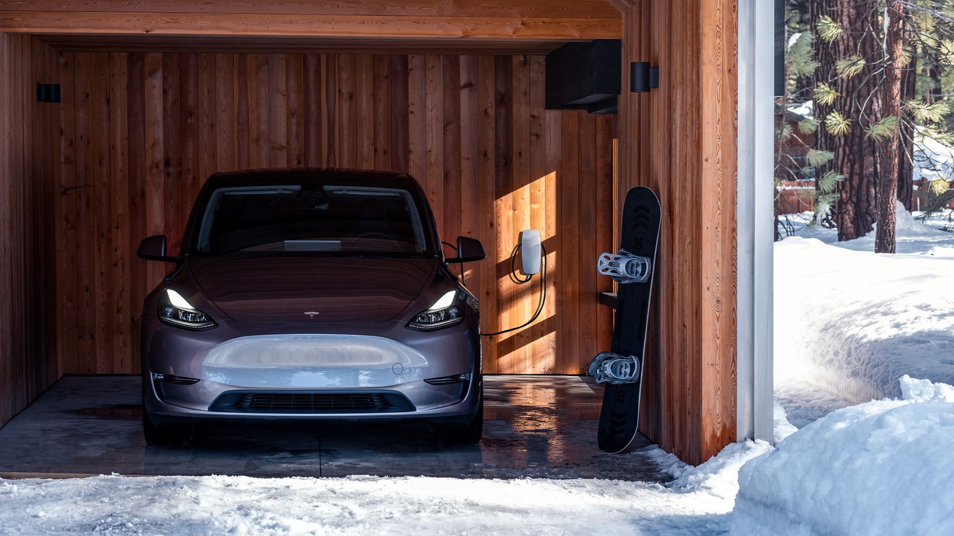 Tesla Model Y Charging in a garage