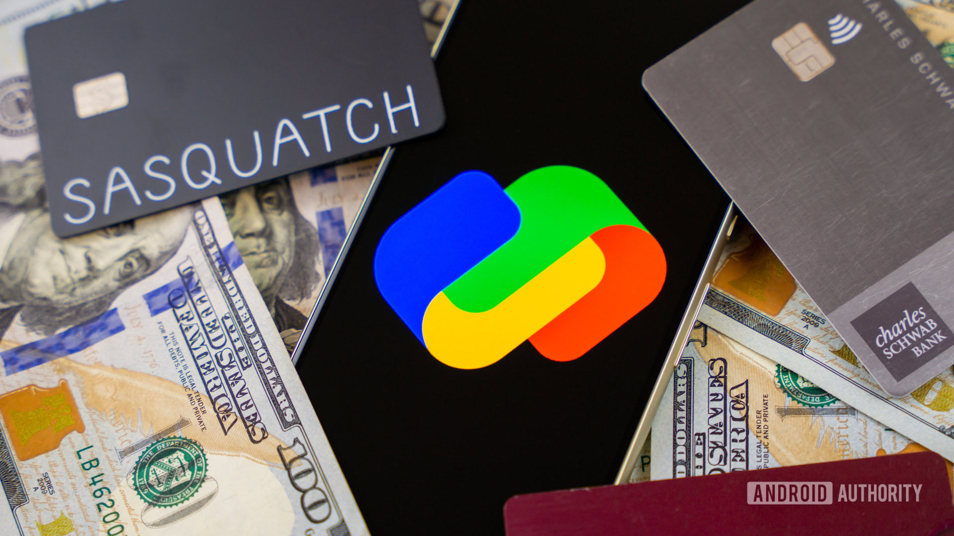 Google Pay logo on smartphone next to money and cards Stock photo 3 Google Pay logo on smartphone next to money and cards Stock photo 3