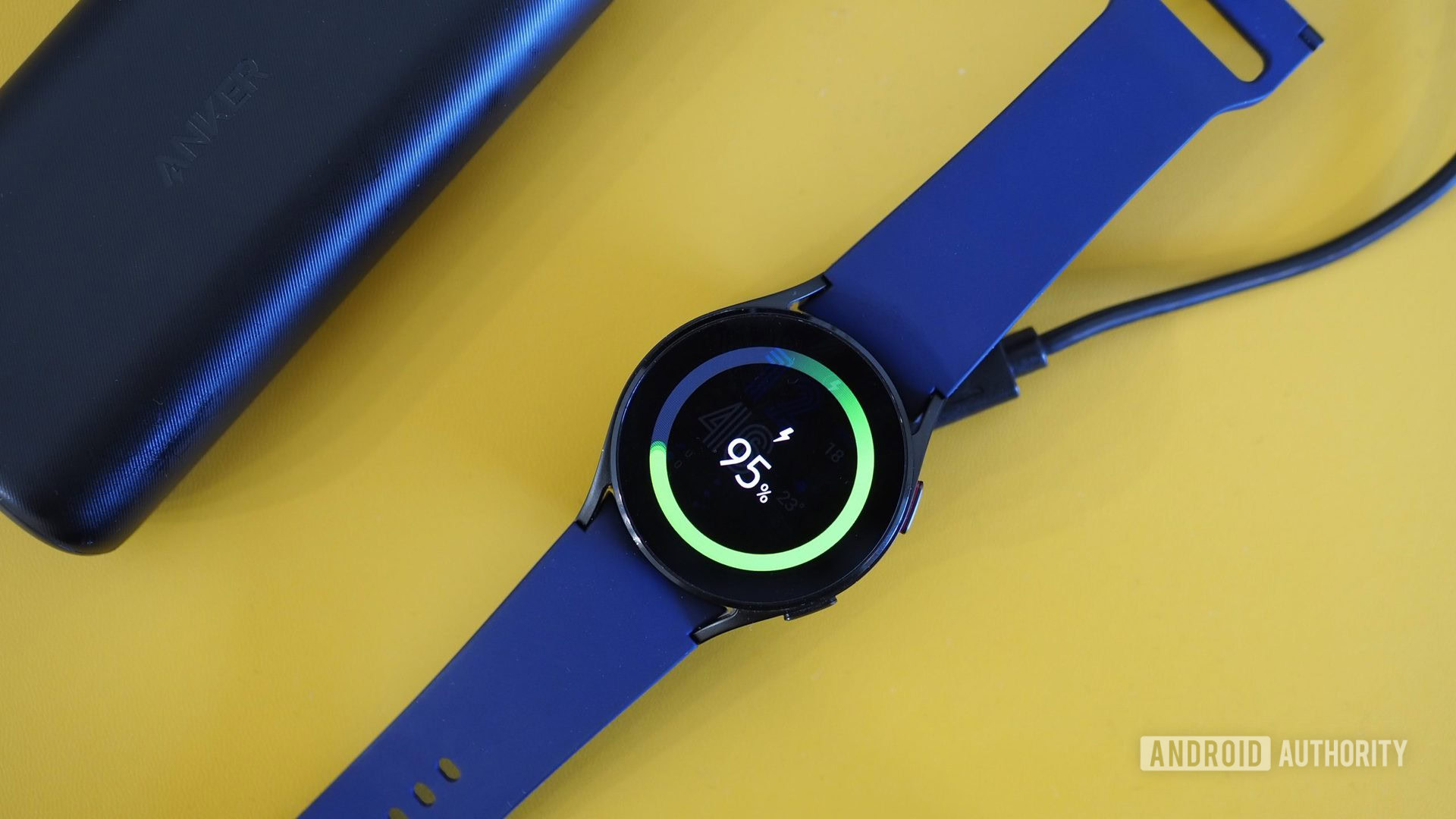 samsung galaxy watch 4 puck charger 1 Samsung Galaxy Watch 4 charging on the Elebase charger adapter connected to an Anker powerbank