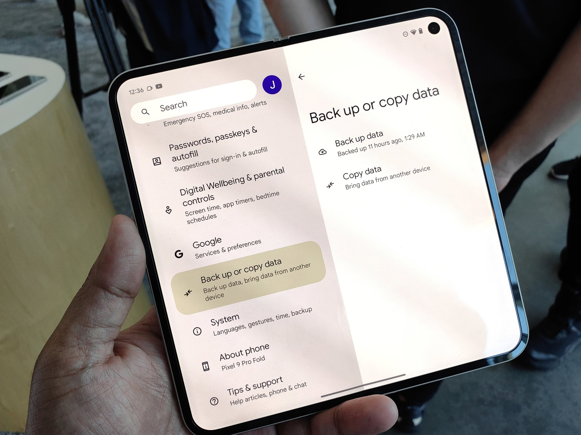 Back up or copy data settings page on Pixel 9 Pro Fold Back up or copy data settings page on Pixel 9 Pro Fold