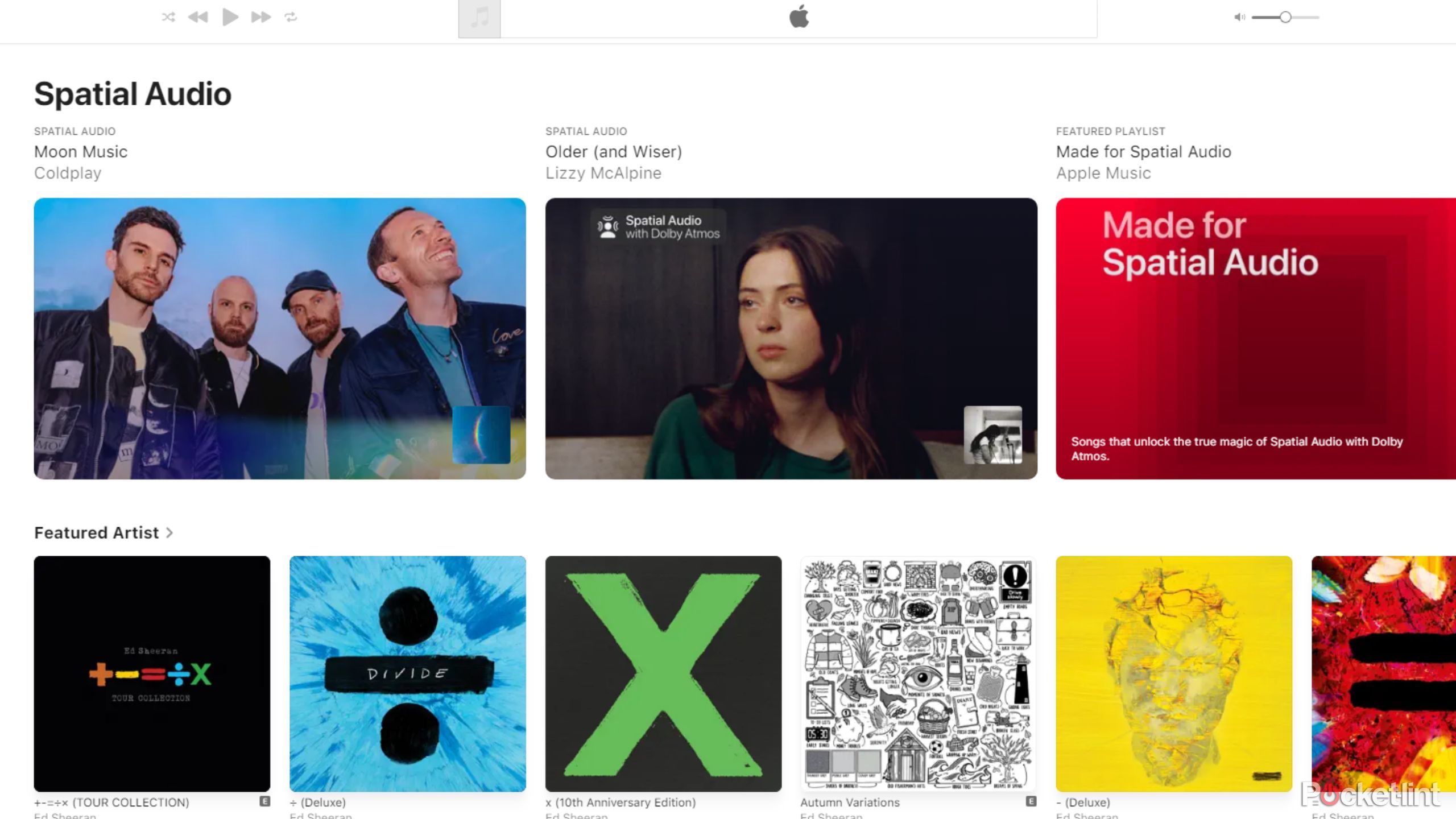 Apple Music spatial audio options. 