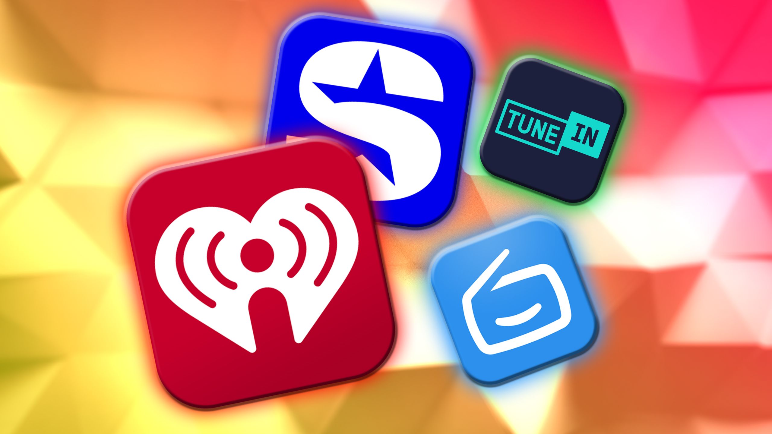 Radio apps layered on top of one another.