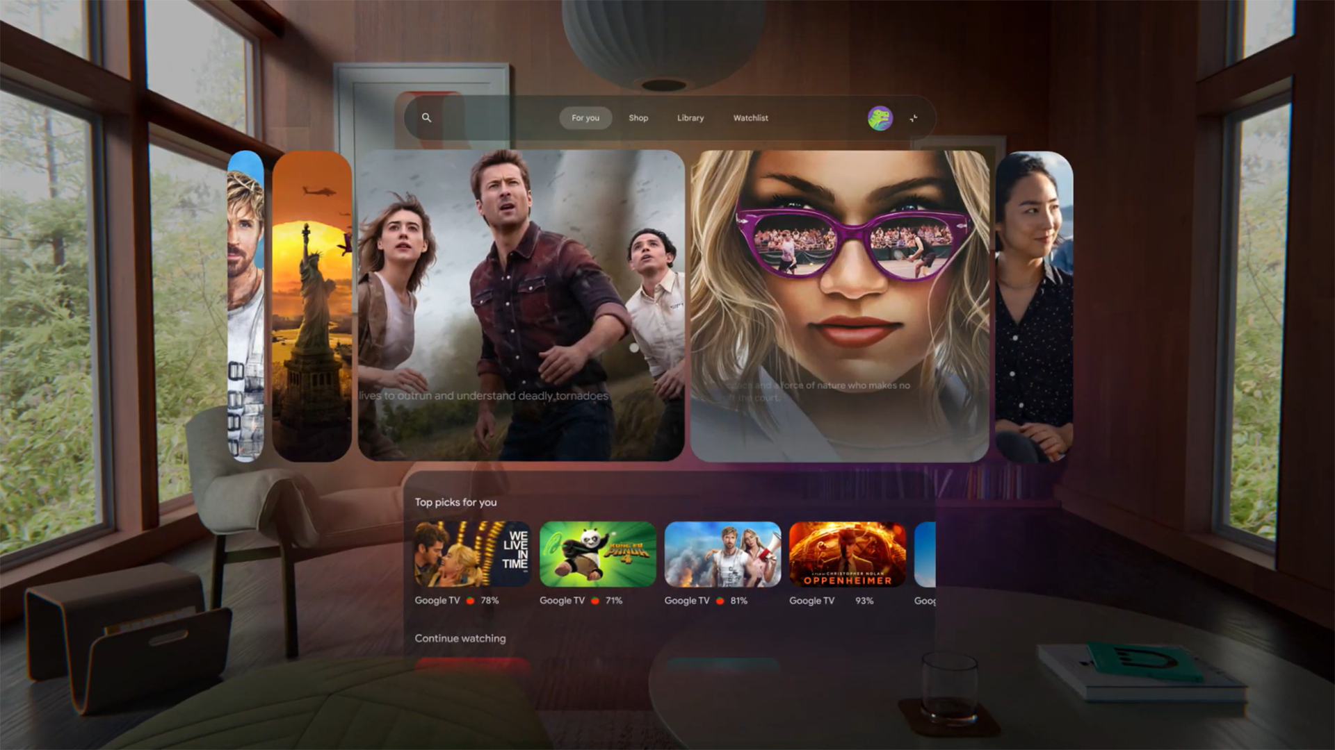 Android XR YouTube TV Interface Android XR YouTube TV Interface