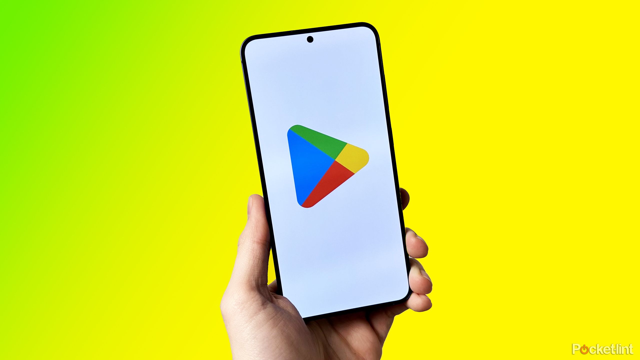 The Google Play Store icon on a Samsung Galaxy S25+.