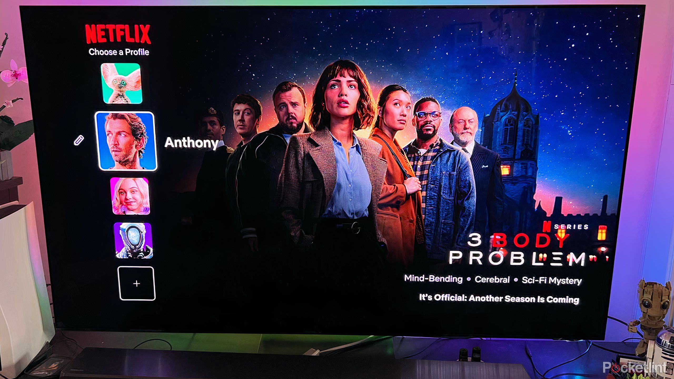Netflix profile page on Samsung OLED TV.