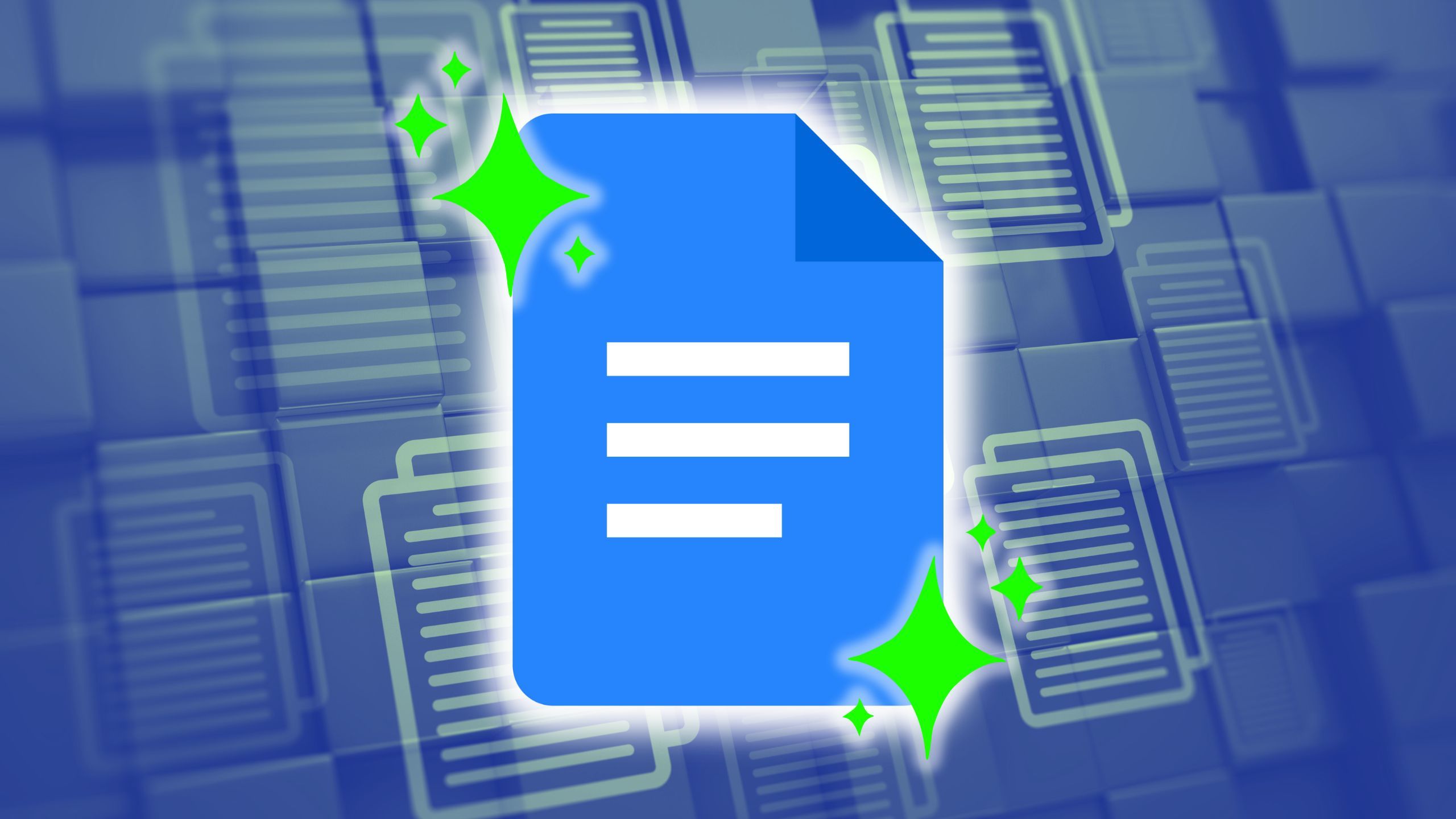 Google Docs icon with green sparkles.