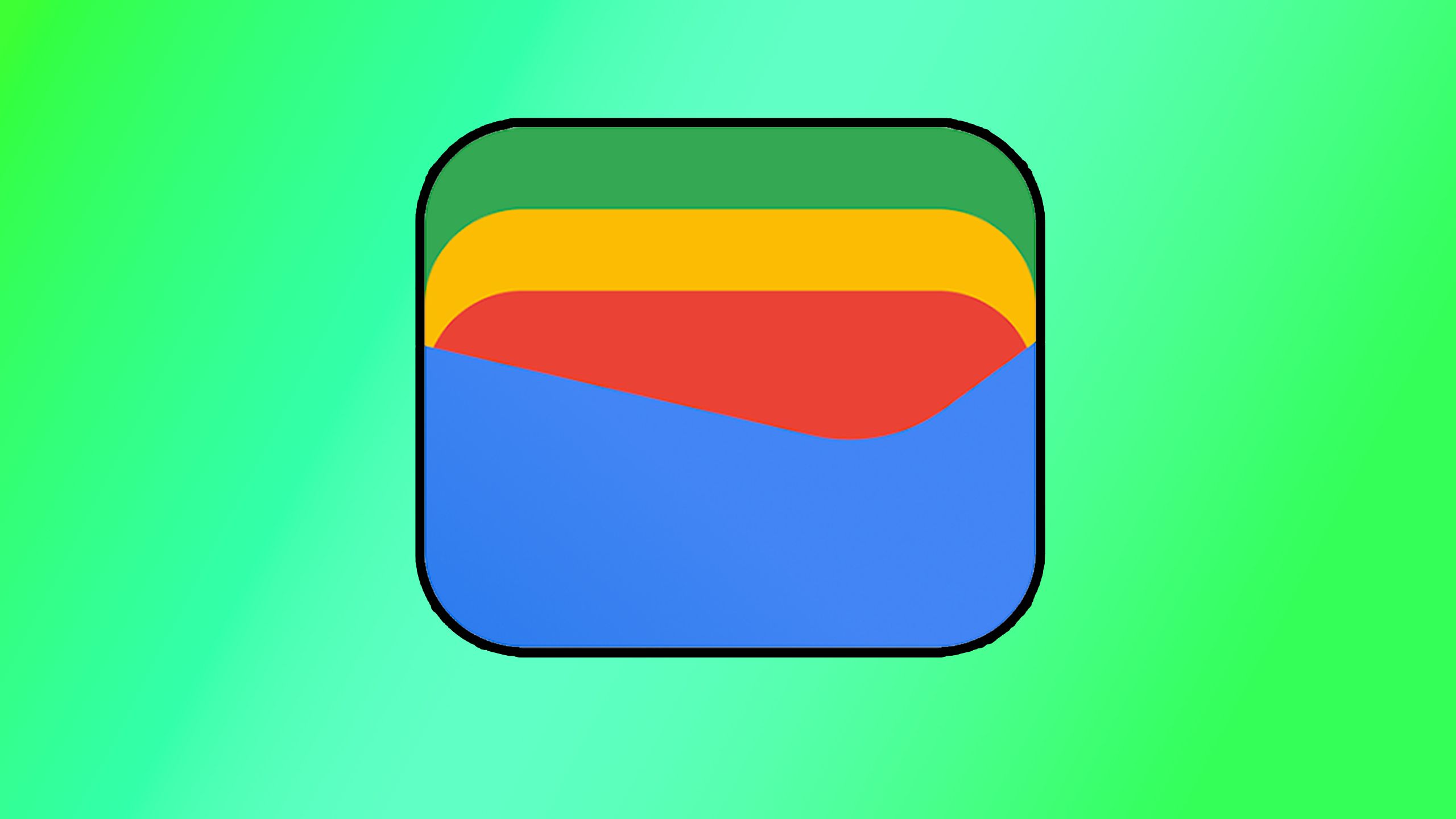 Google Wallet app icon on green background.