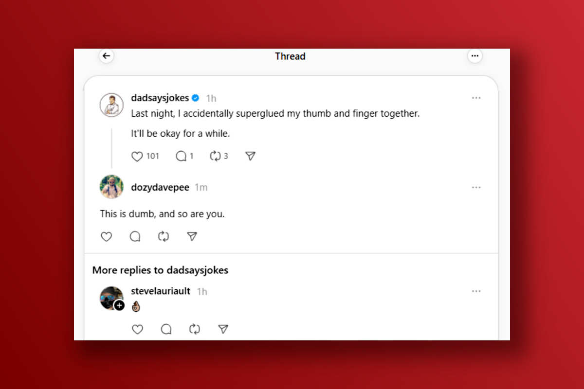 Meta Threads mean comments screenshot
