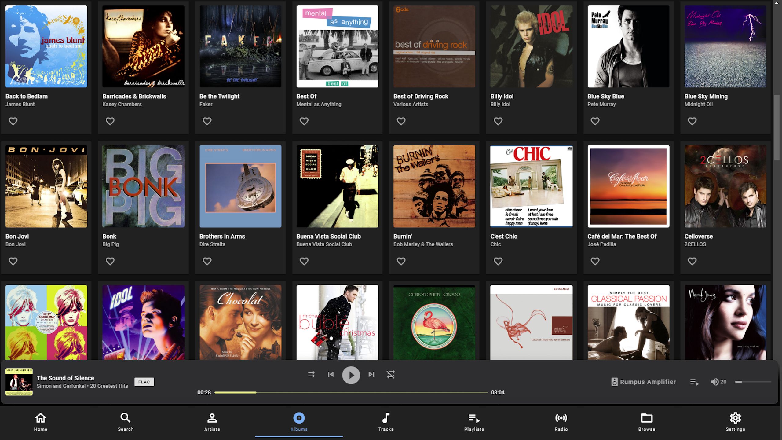 The home screen of the Music Assistant web interface.