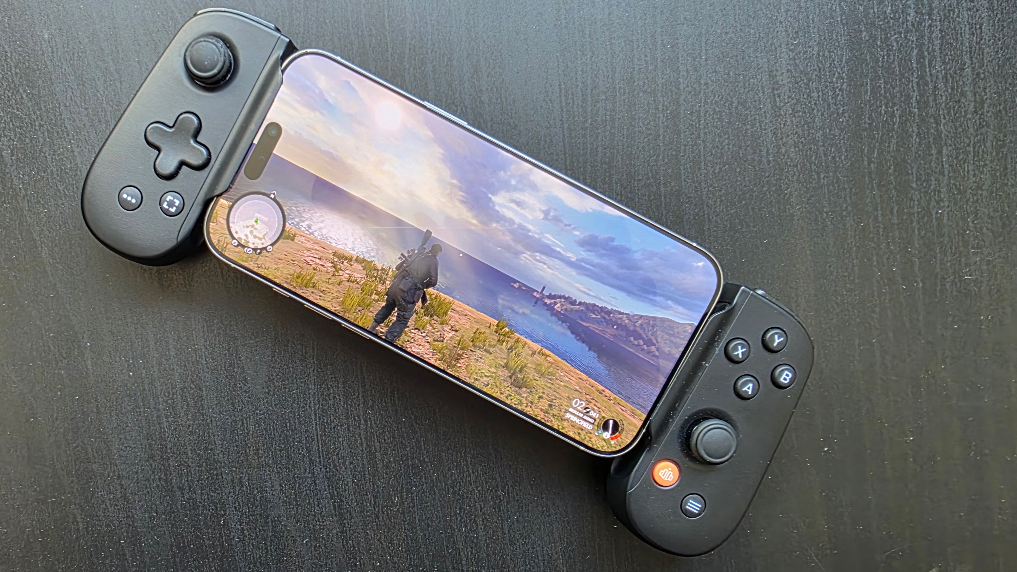 An image of Sniper Elite 4 running on an iPhone 16 Pro Max