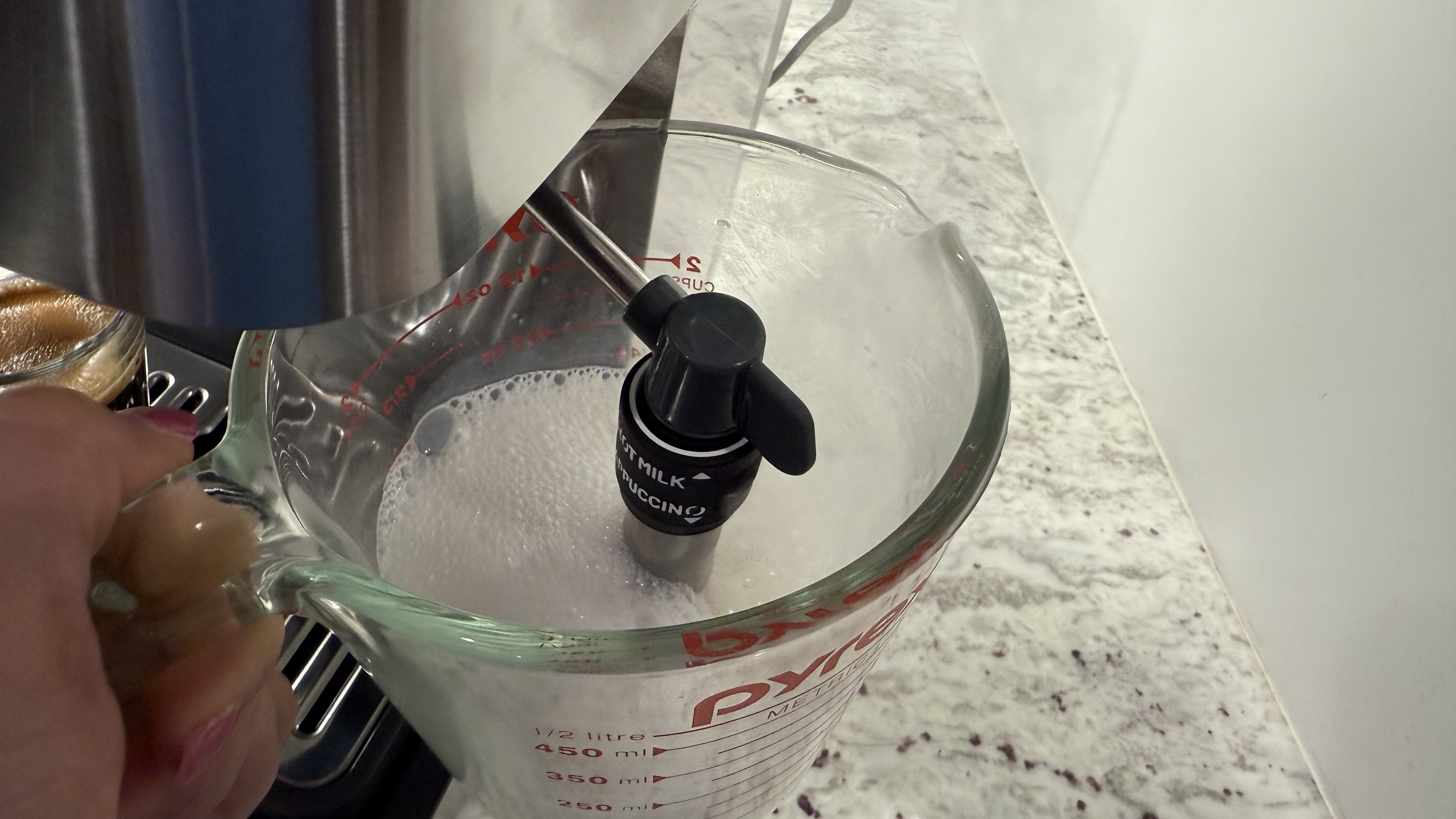 De'Longhi Linea Classic Espresso Machine frothing milk