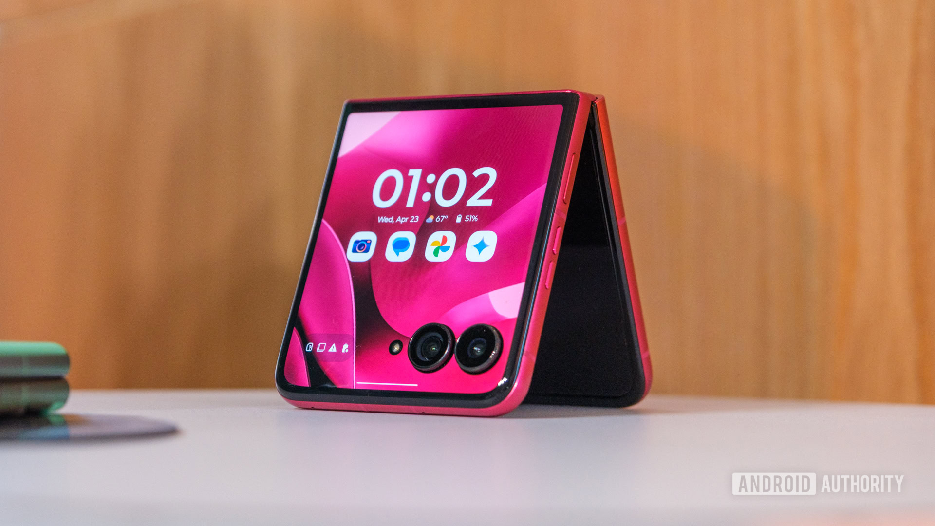 Motorola Razr Plus on table Motorola Razr Plus on table