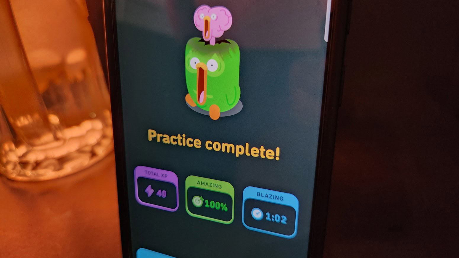 Duolingo Practice Complete Screen Duolingo Practice Complete Screen
