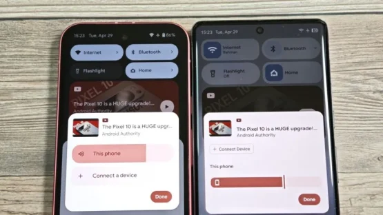 Old vs new media output panel in Android 840w 472h jpg