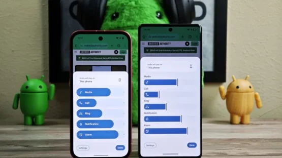 Old vs new volume panel UI in Android 840w 472h jpg