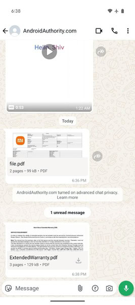 WhatsApp PDF preview