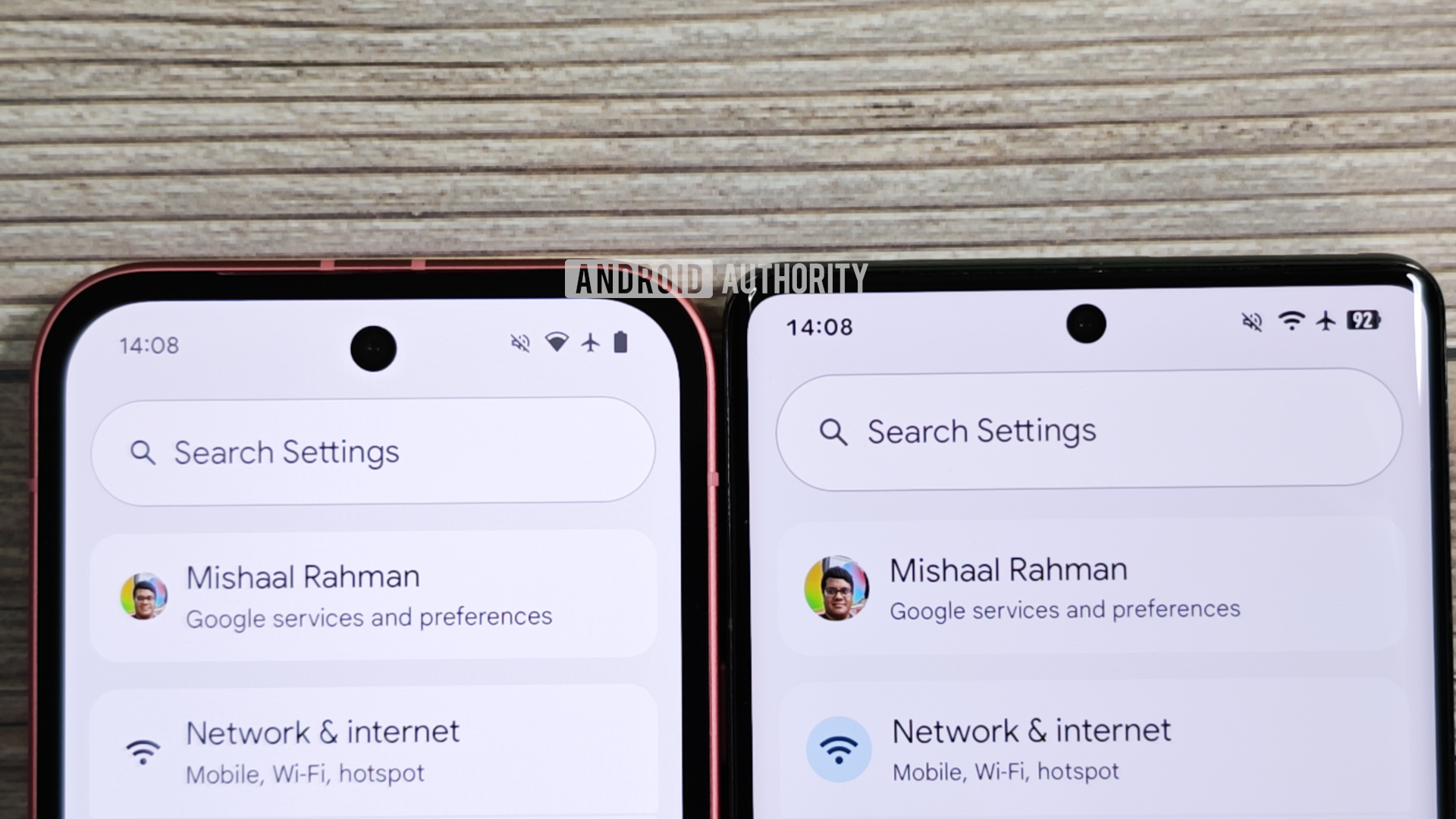 Old vs new WiFi and airplane mode icons in Android