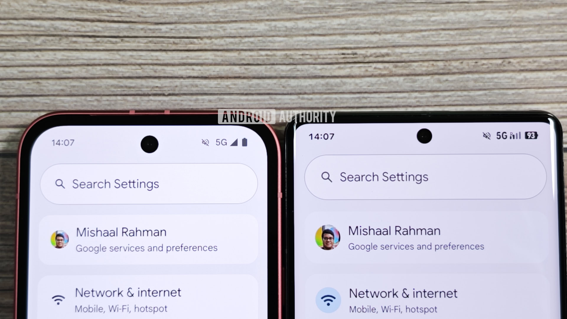 Old vs new 5G mobile data icon in Android