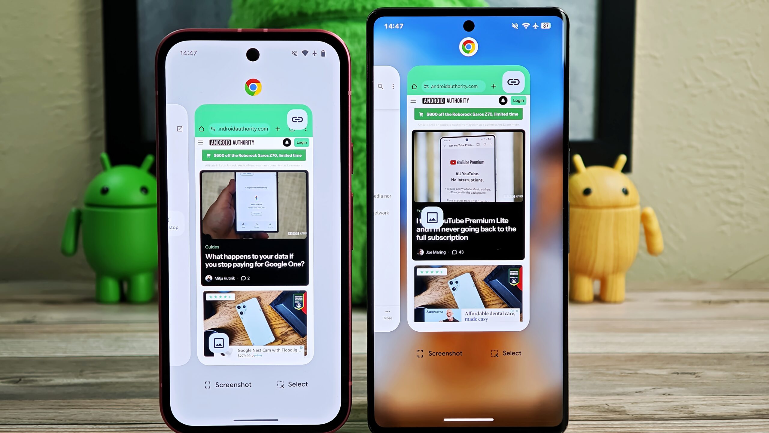 Old vs new recents menu with background blur in Android