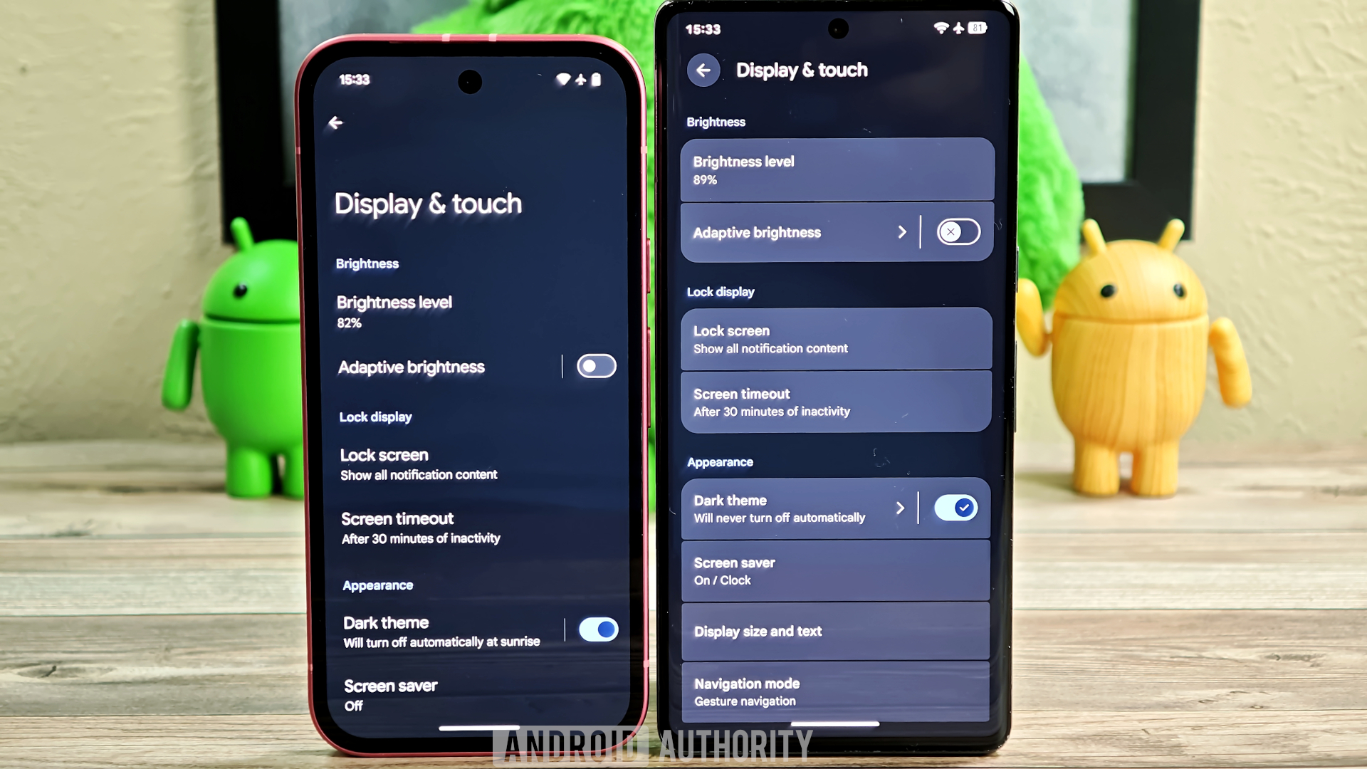 Old vs new Settings app with dark expressive design