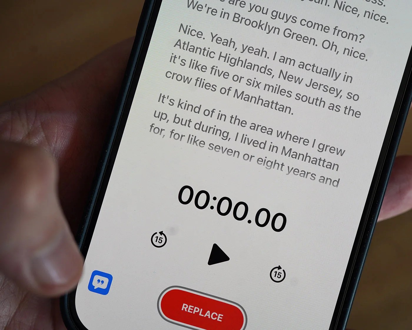Voice Memos transcribe a recording