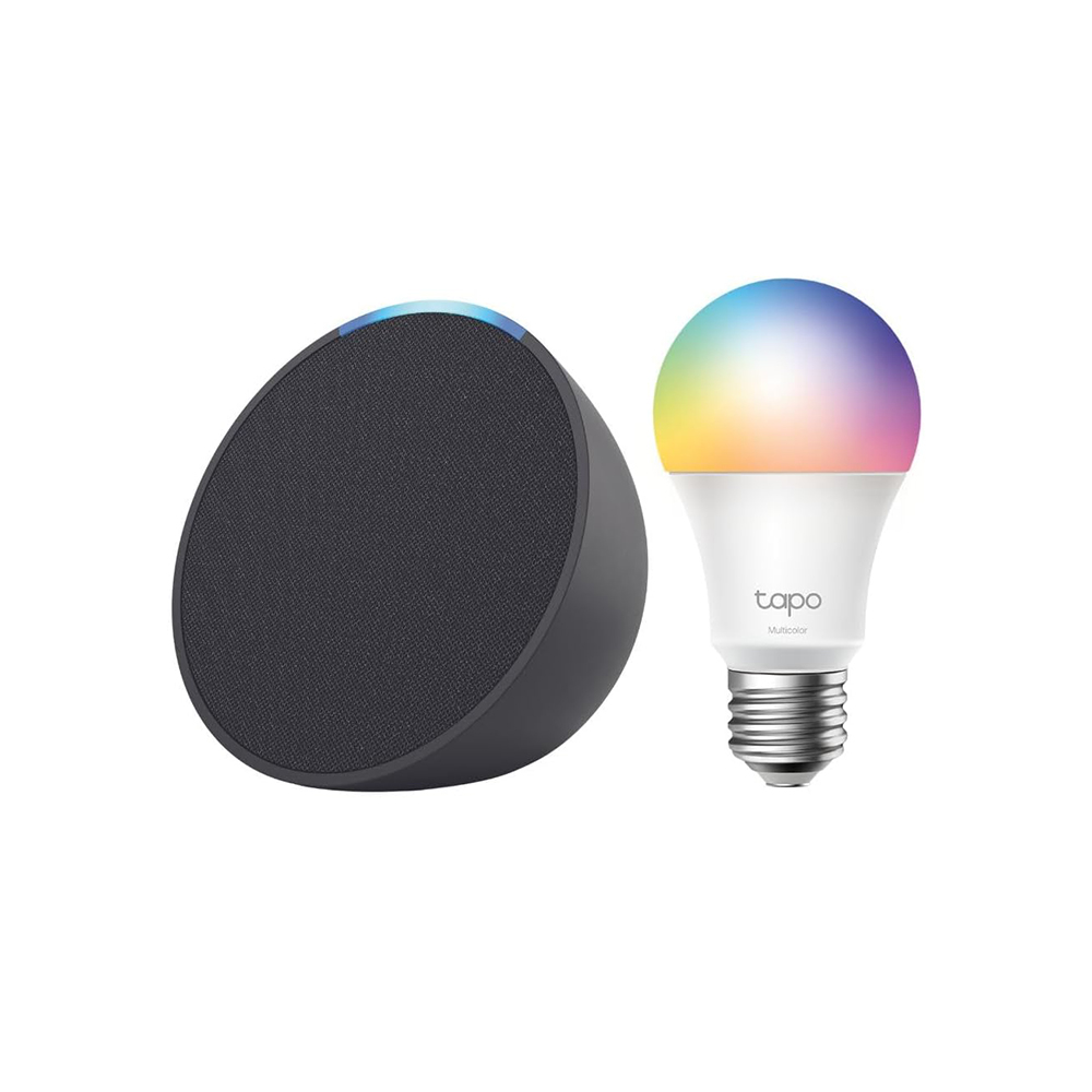 Amazon Echo Pop with TP-Link Tapo Smart Color Bulb