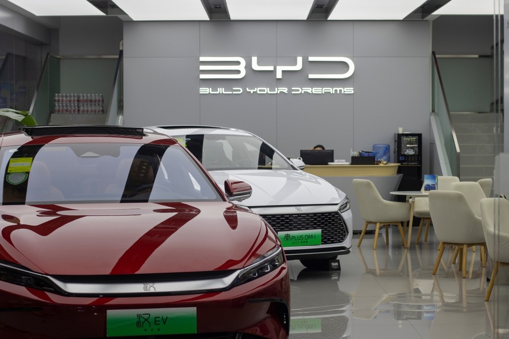 beijing,,china, ,july,17,,2023:,byd,qin,plus,dm i