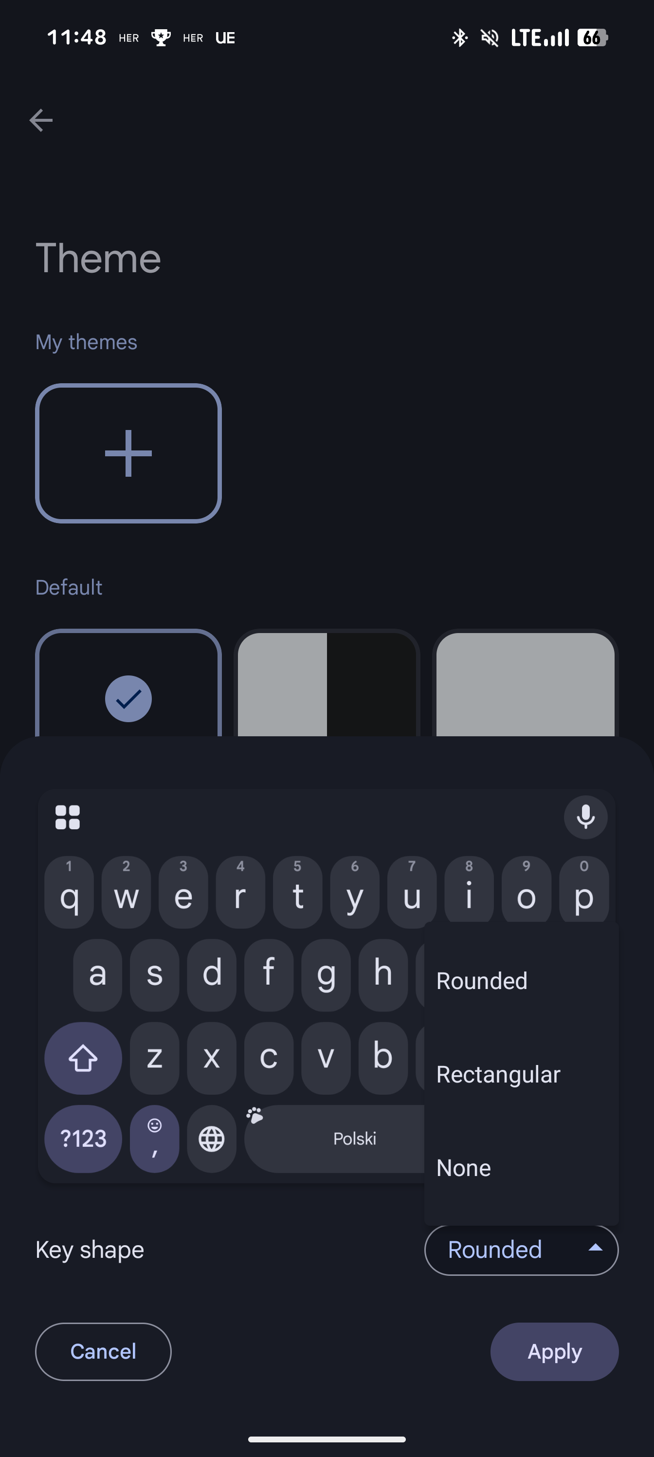 Gboard key shape selection