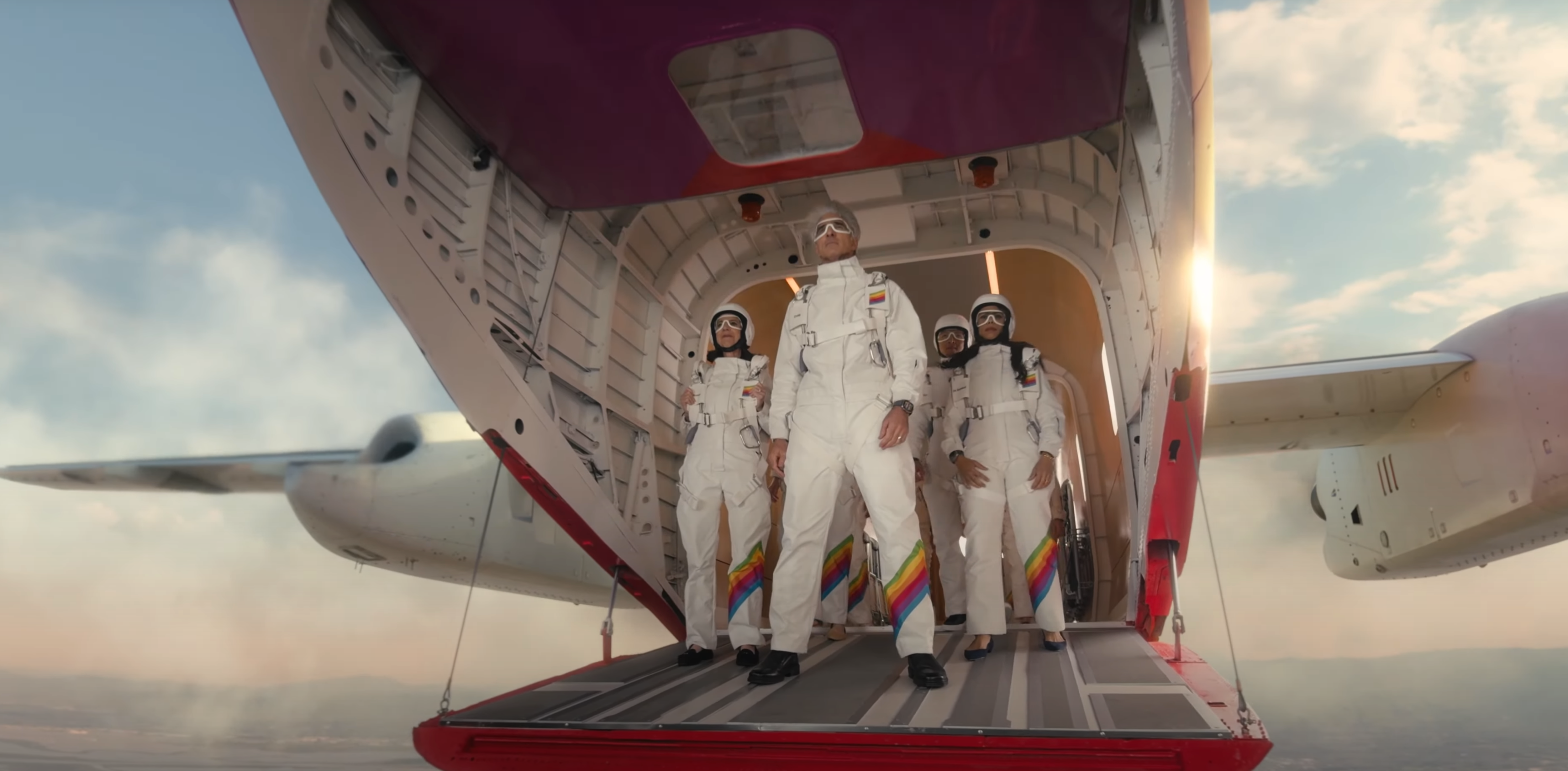 Craig Federighi about to jump out of a plane in the intro film for WWDC 2024.