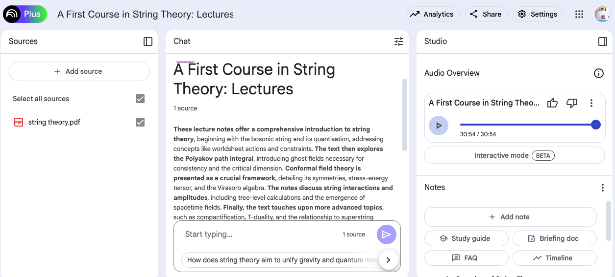 NotebookLM string theory podcast