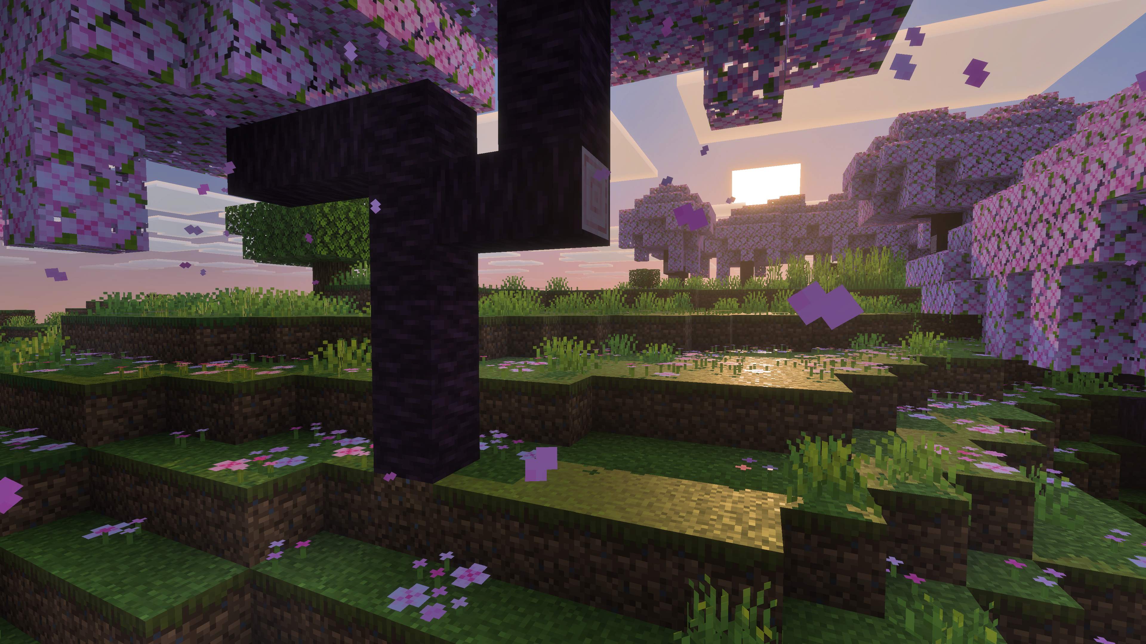 Screenshot of Minecraft's "Vibrant Visuals" upgrade toggled on and off.