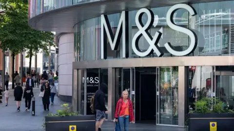 Getty Images M&S sign outside a shop