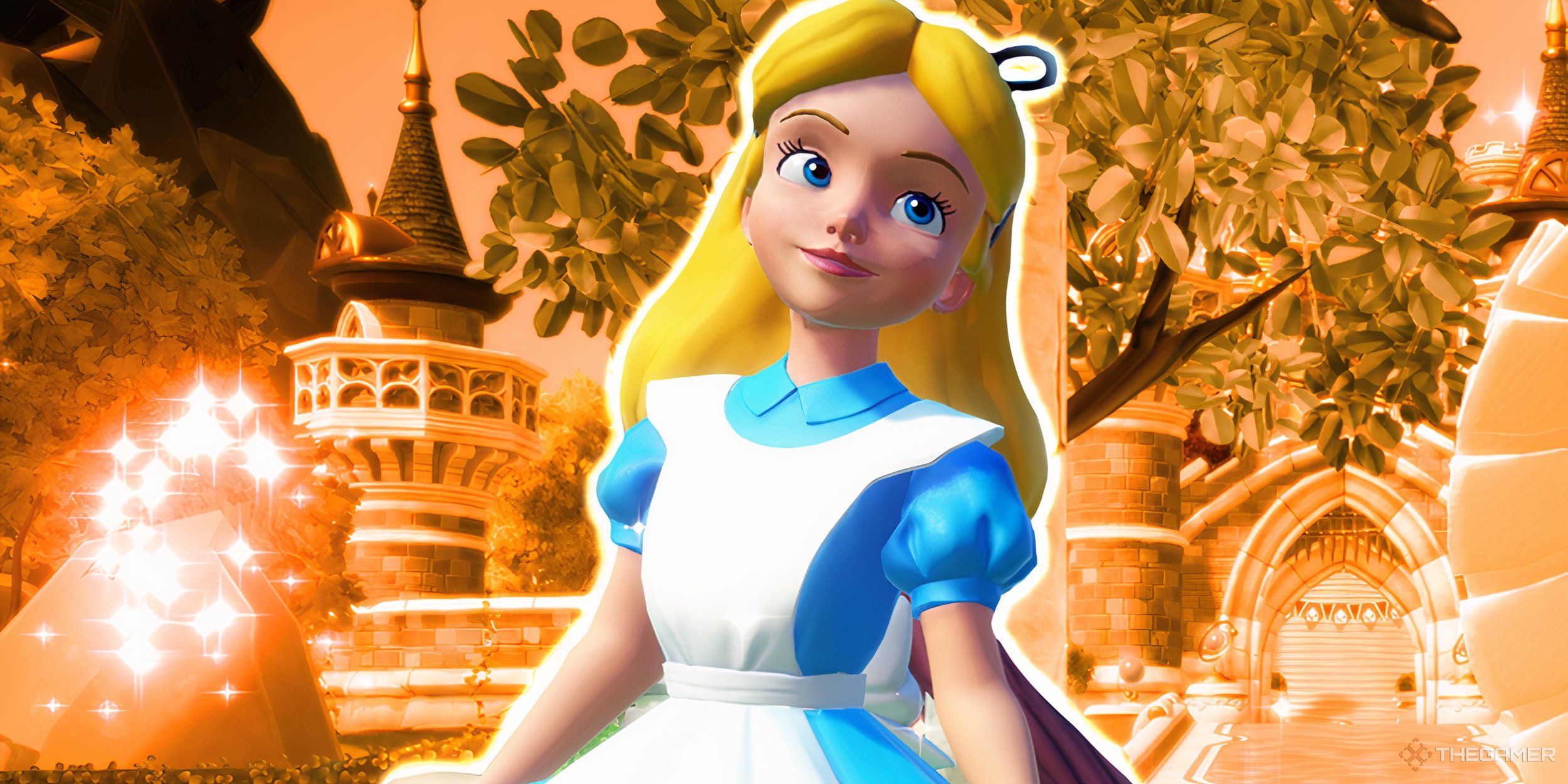 Alice on an orange background.