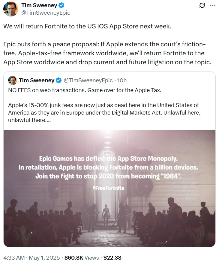 Tim Sweeney on Epic vs Apple ruling Tim Sweeney on Epic vs Apple ruling