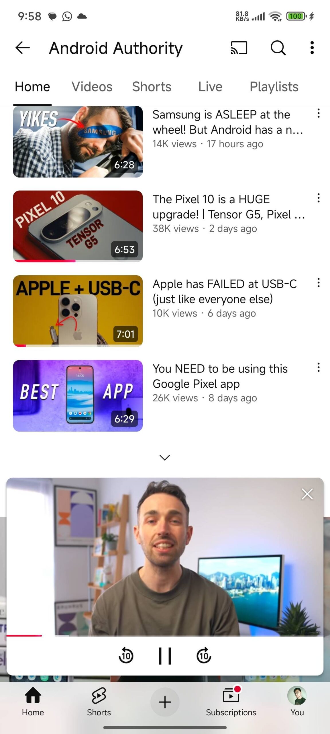YouTube current mini player 2