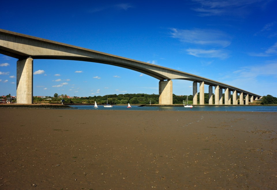 The Orwell Bridge in Suffolk, England.