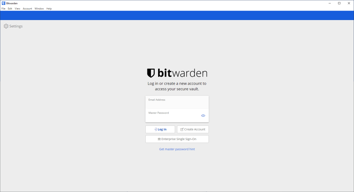 bitwarden desktop app login screen