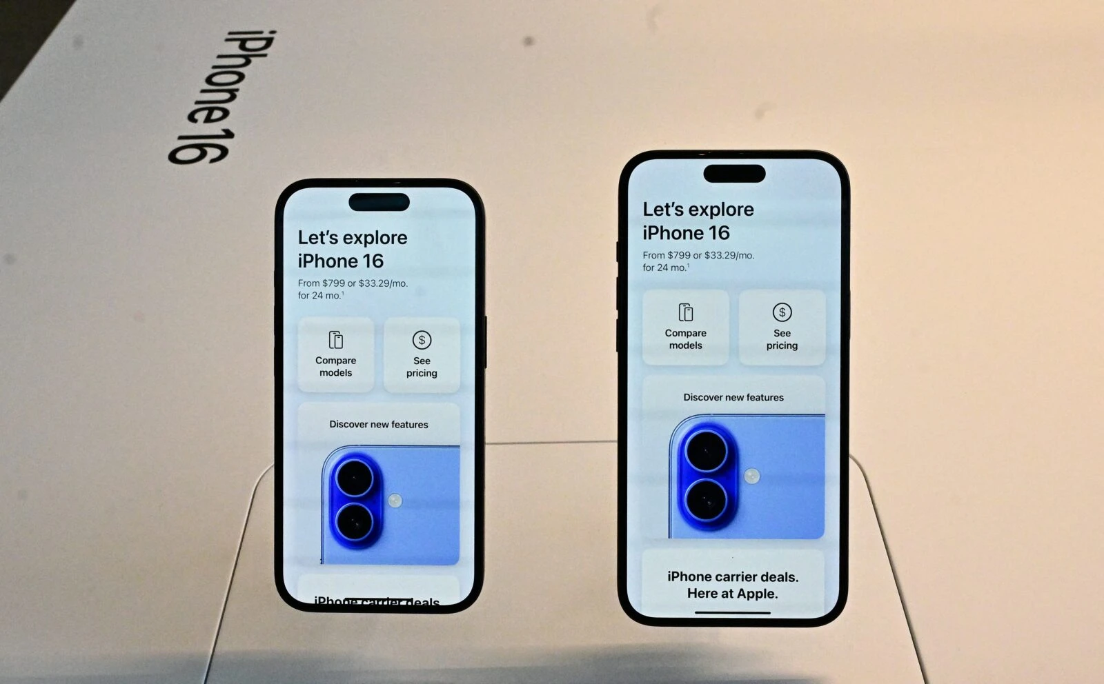 Tariff hit to drive up smartphone prices as Apple expects $900M in damages 4 Two iPhone 16 models displayed with pricing details