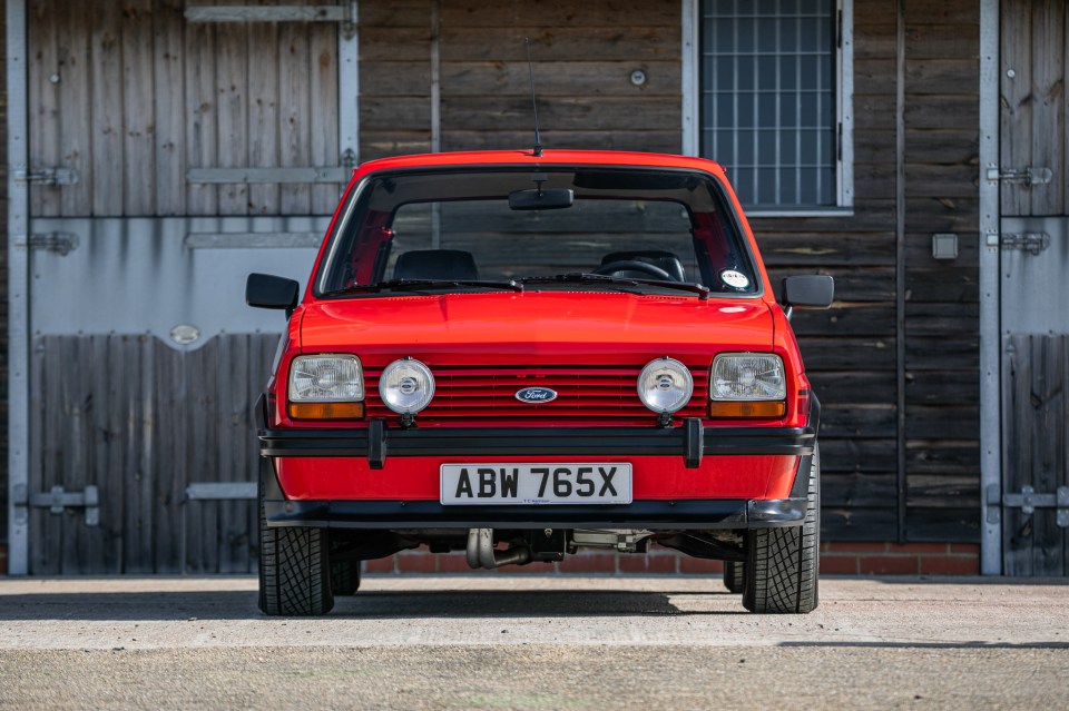 Red 1981 Ford Fiesta Supersport.