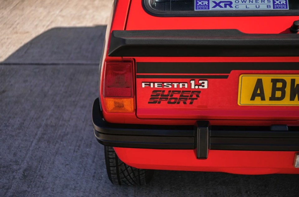 Rear view of a red 1981 Ford Fiesta Supersport.