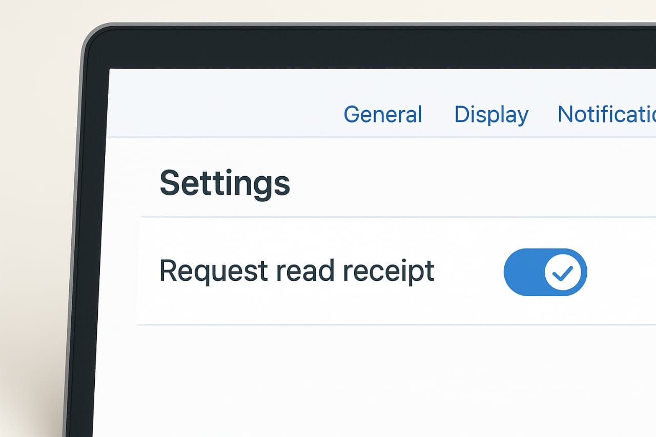 A screen showing a dashboard the request read receipt option enabled. 