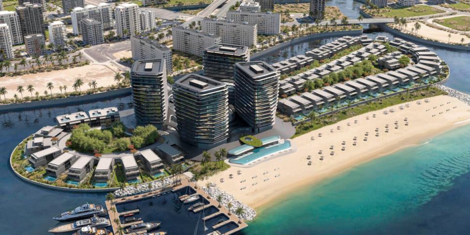 Aerial view of Brabus Island development.