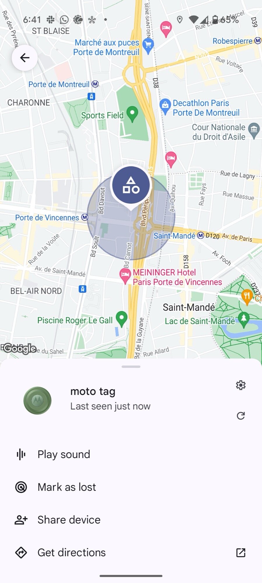 moto tag google find my device dinner