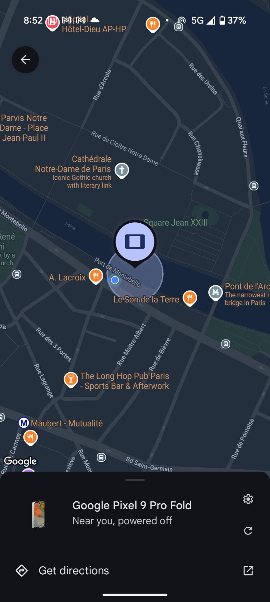find phone when off pixel 9 pro fold test 2 night