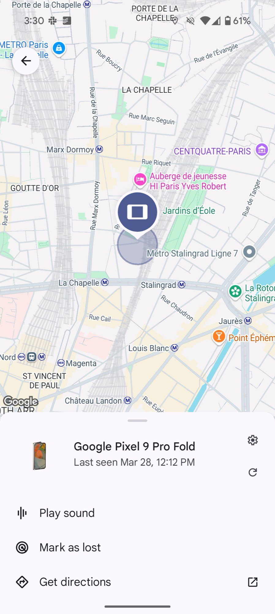 find phone when off pixel 9 pro fold test 3 later