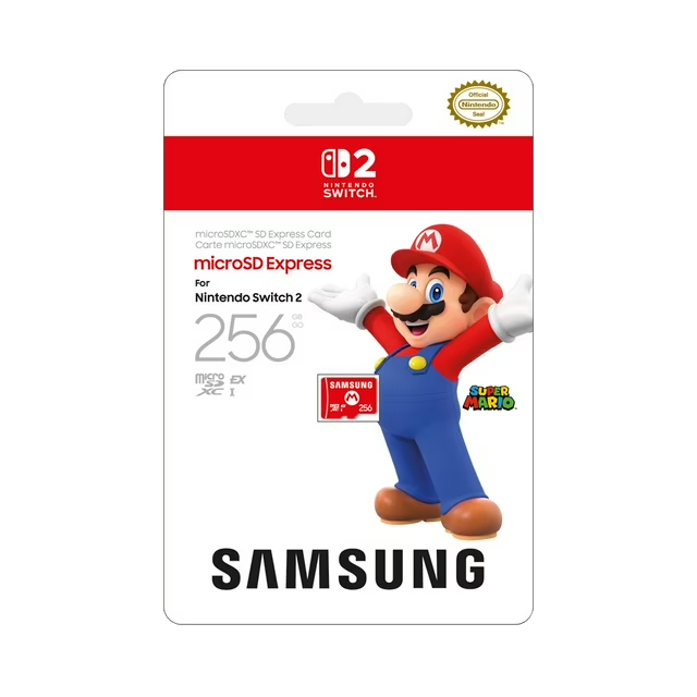 samsung 256gb microsd express card with mario on front