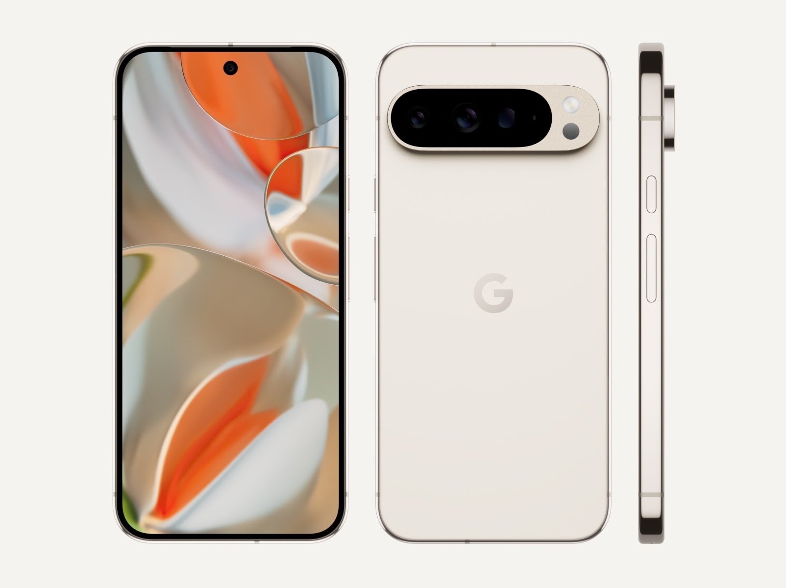 Front and back with side views of Pixel 9 Pro XL phone