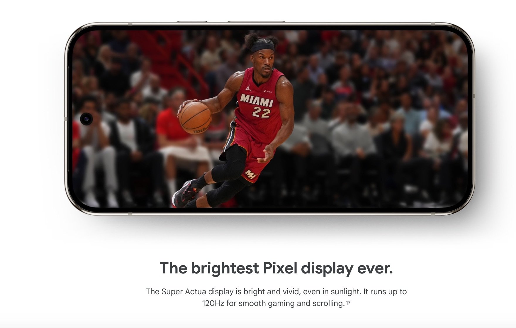 Basketball star Kimmy Butler in action on Pixel 9 Pro XL screen