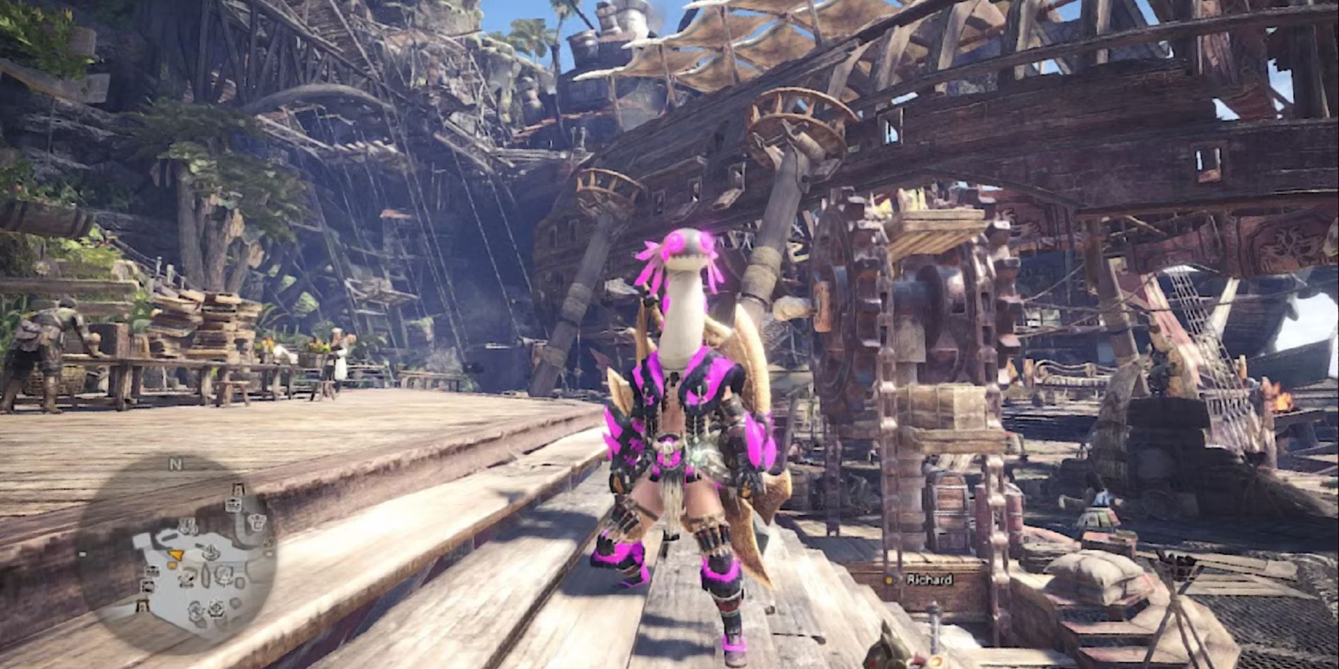 Screenshot of Monster Hunter World, with the player wearing the Wiggler Helm.